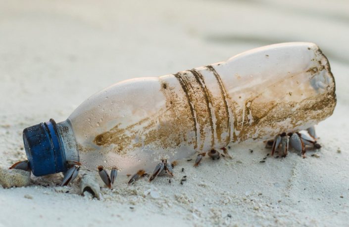 plastic bottle on the beach